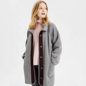 American Eagle Outfitters Longline Fleece Coat in Gray - Size Small